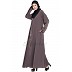 Umbrella abaya with simple stonework- Ash Brown